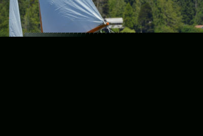 The boom and the foot of the jib are both set high, providing a clear view forward and eliminating the need to tell passengers to duck when coming about.