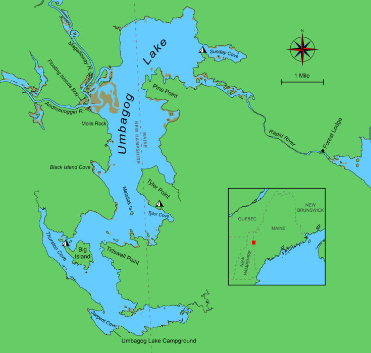 Map of Umbagog Lake.