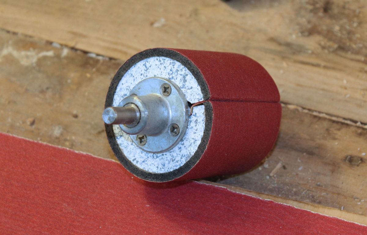 The the drive shaft has a diameter of 1/2" where it joins the fitting on the drum, but is reduced to 3/8" to fit most drills.