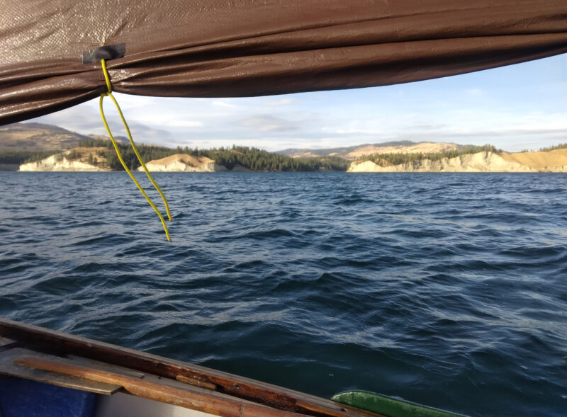 Looking under a sail on Lake Roosevelt